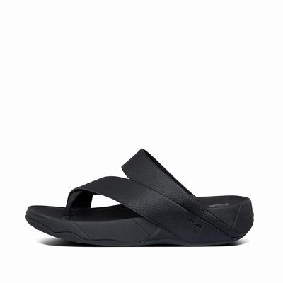 Fitflop Sling Leather Toe-Post - Sandalen Herren - Schwarz (XOW643082)